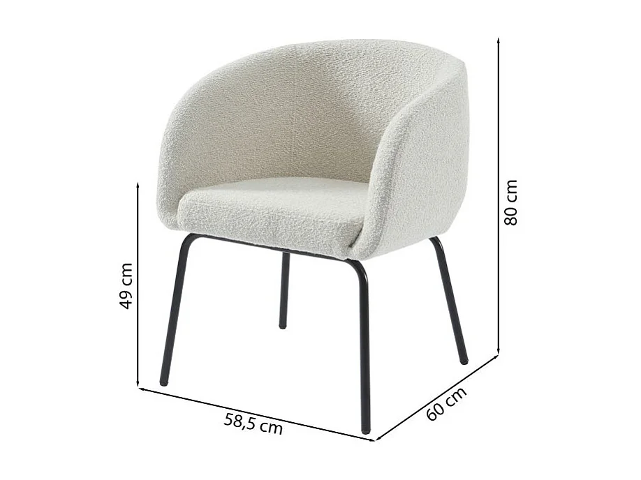 Fauteuil en tissu bouclette blanc AGATE
