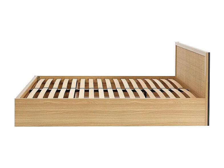 Lit à tiroirs cannage rotin 140x190 sommier inclus ZIRCON