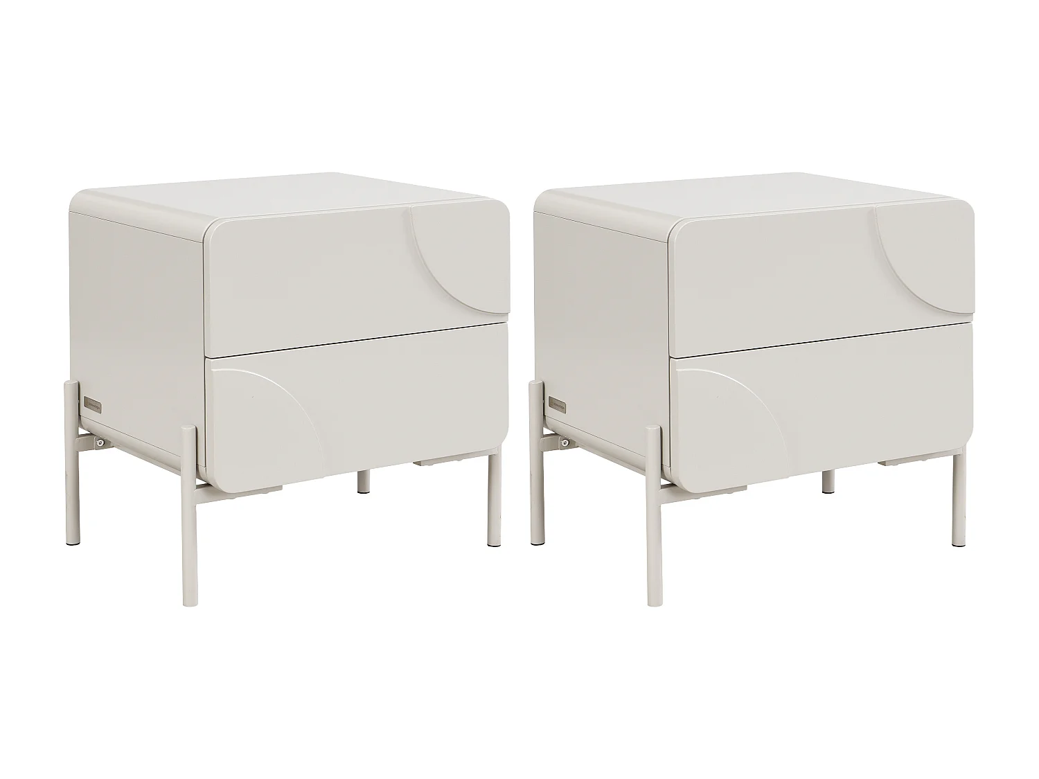Lot de 2 tables de chevet - 2 tiroirs - MDF - Beige - ZELINARO