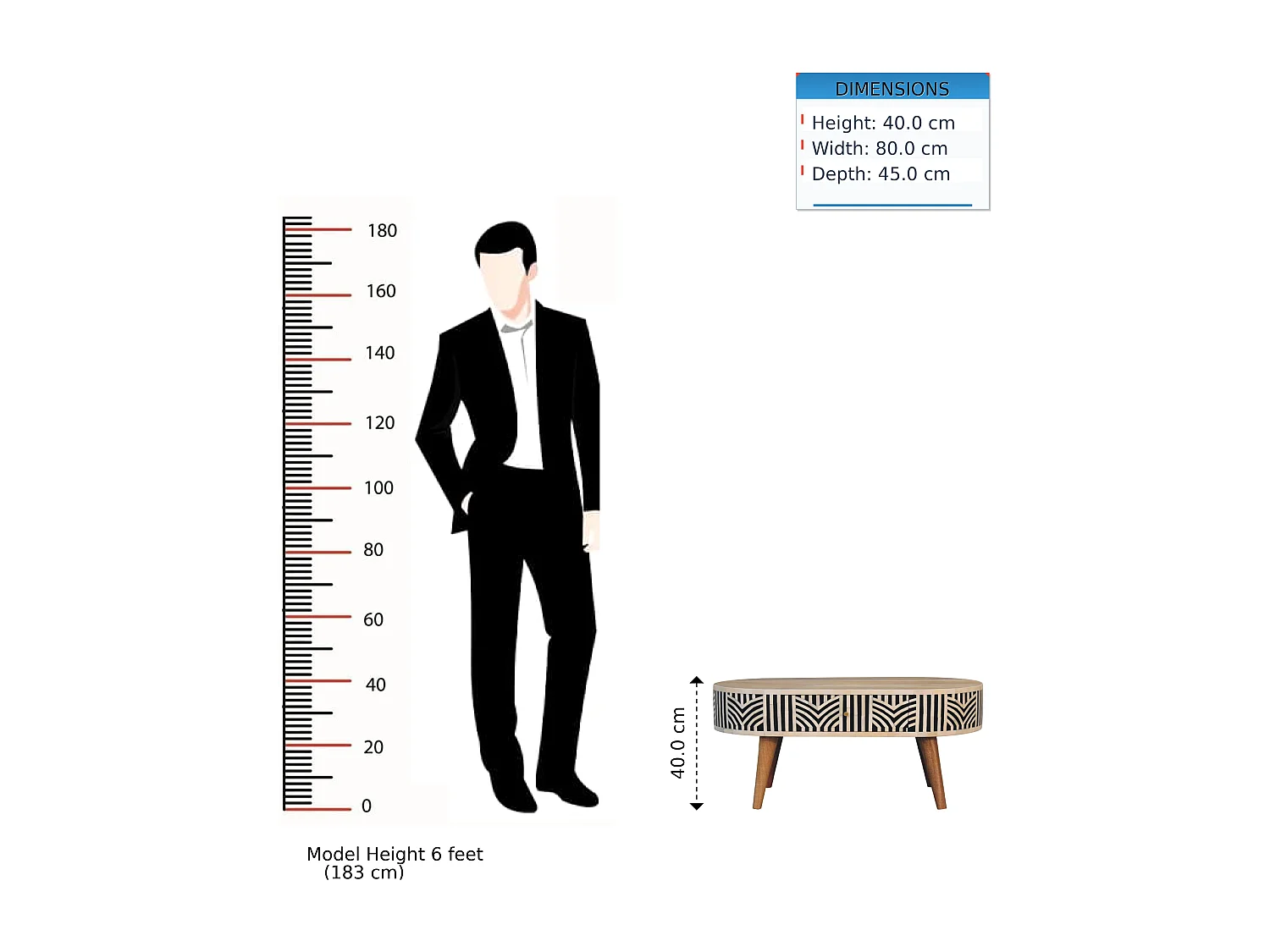 Artisan Furniture Table Basse Edessa en Marqueterie d’Os