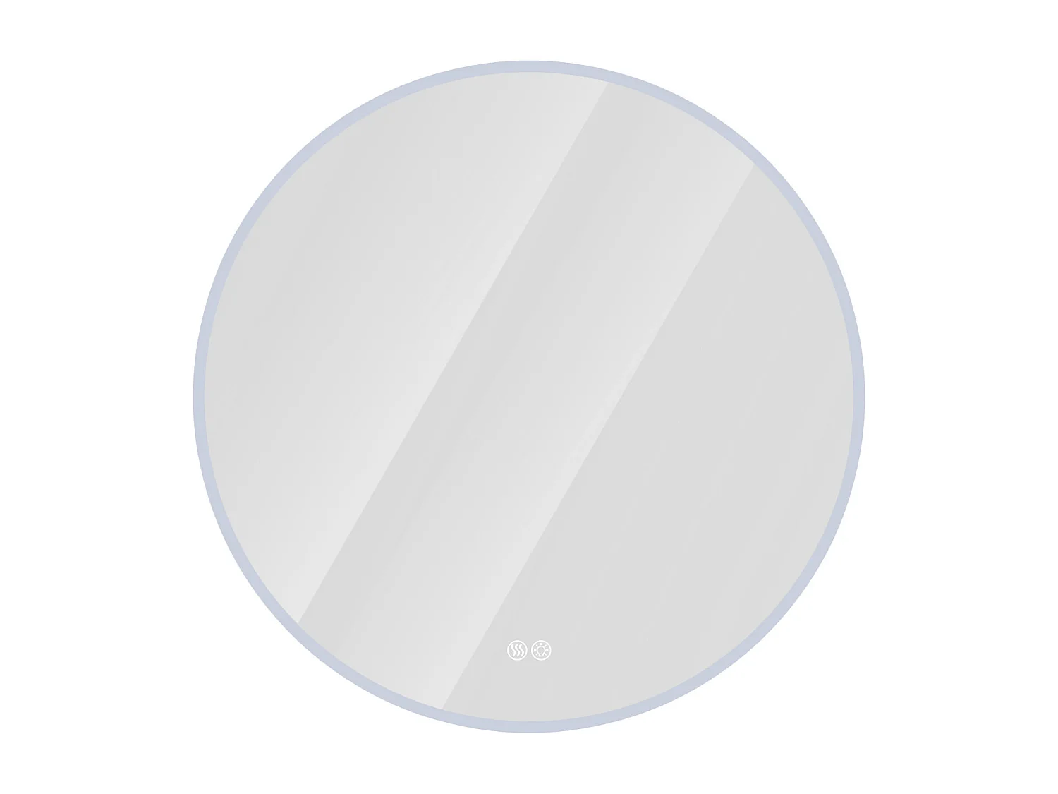 Miroir LED rond 70 cm avec anti-buée et 3 températures - Verre et métal argenté