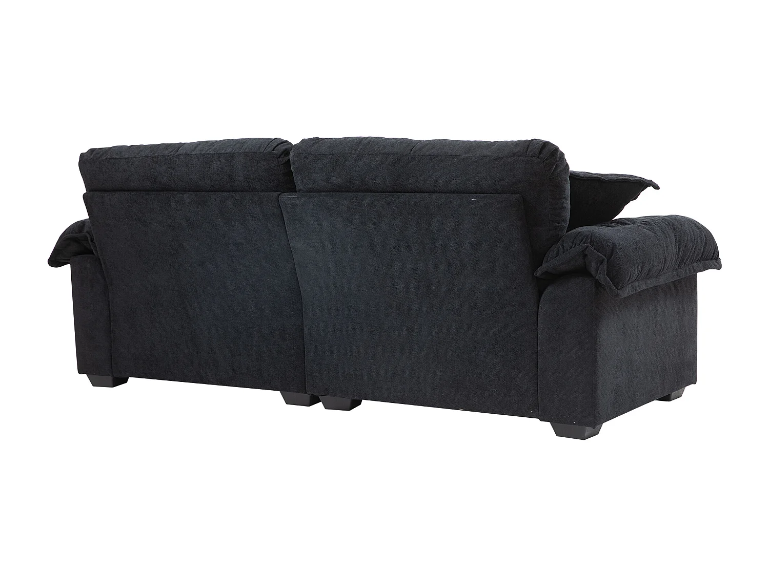 Canapé 2 places avec coussins double couche - Tissu chenille noir