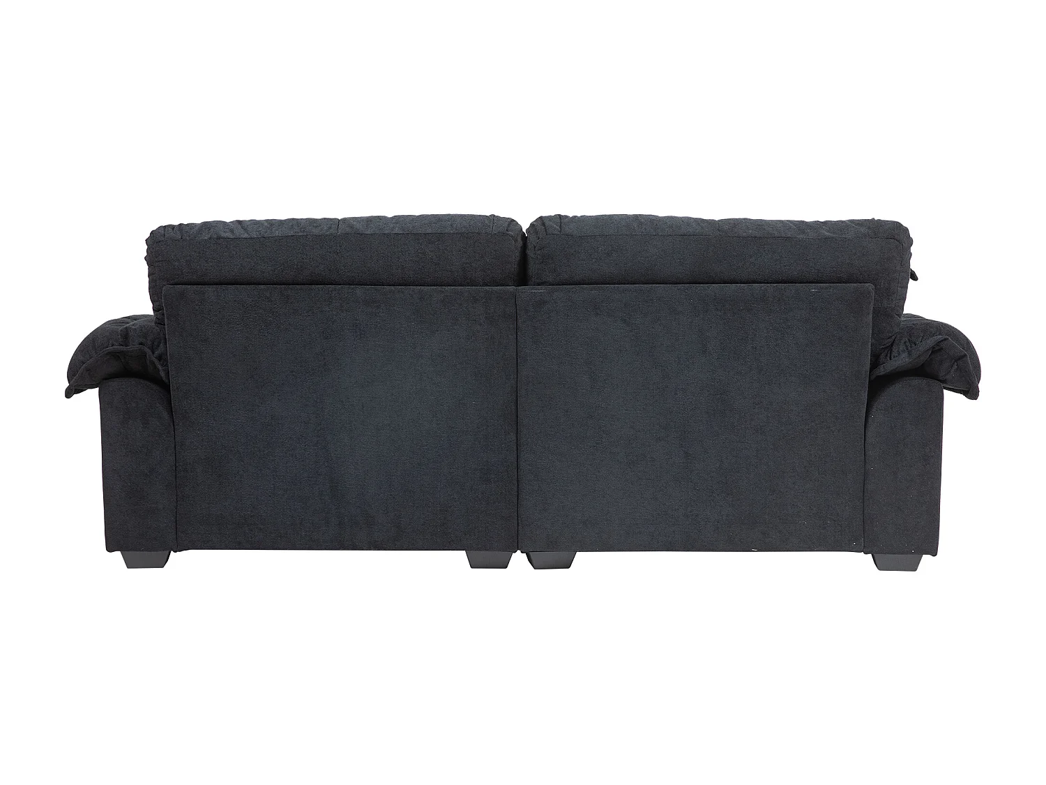 Canapé 2 places avec coussins double couche - Tissu chenille noir