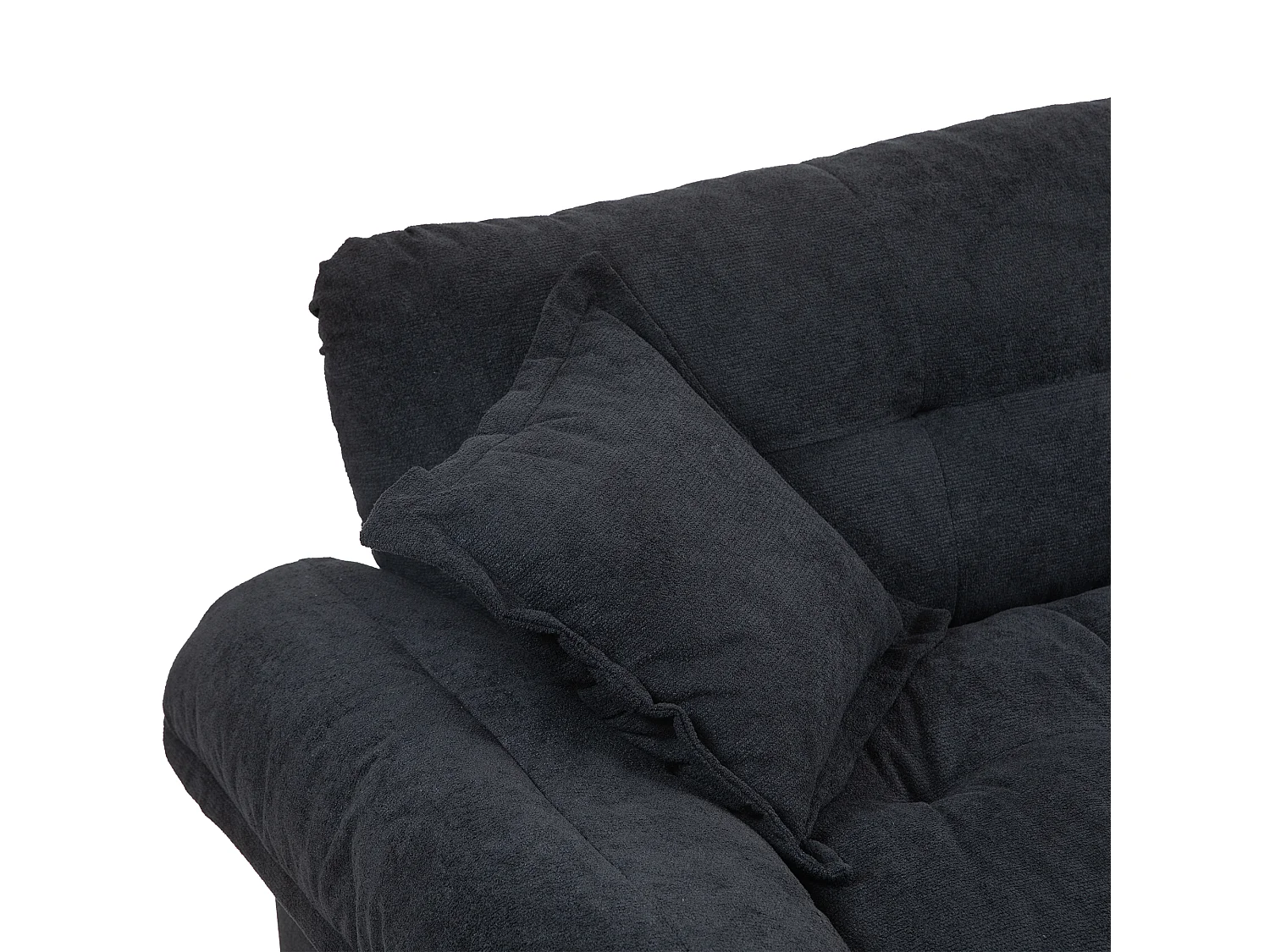 Canapé 2 places avec coussins double couche - Tissu chenille noir