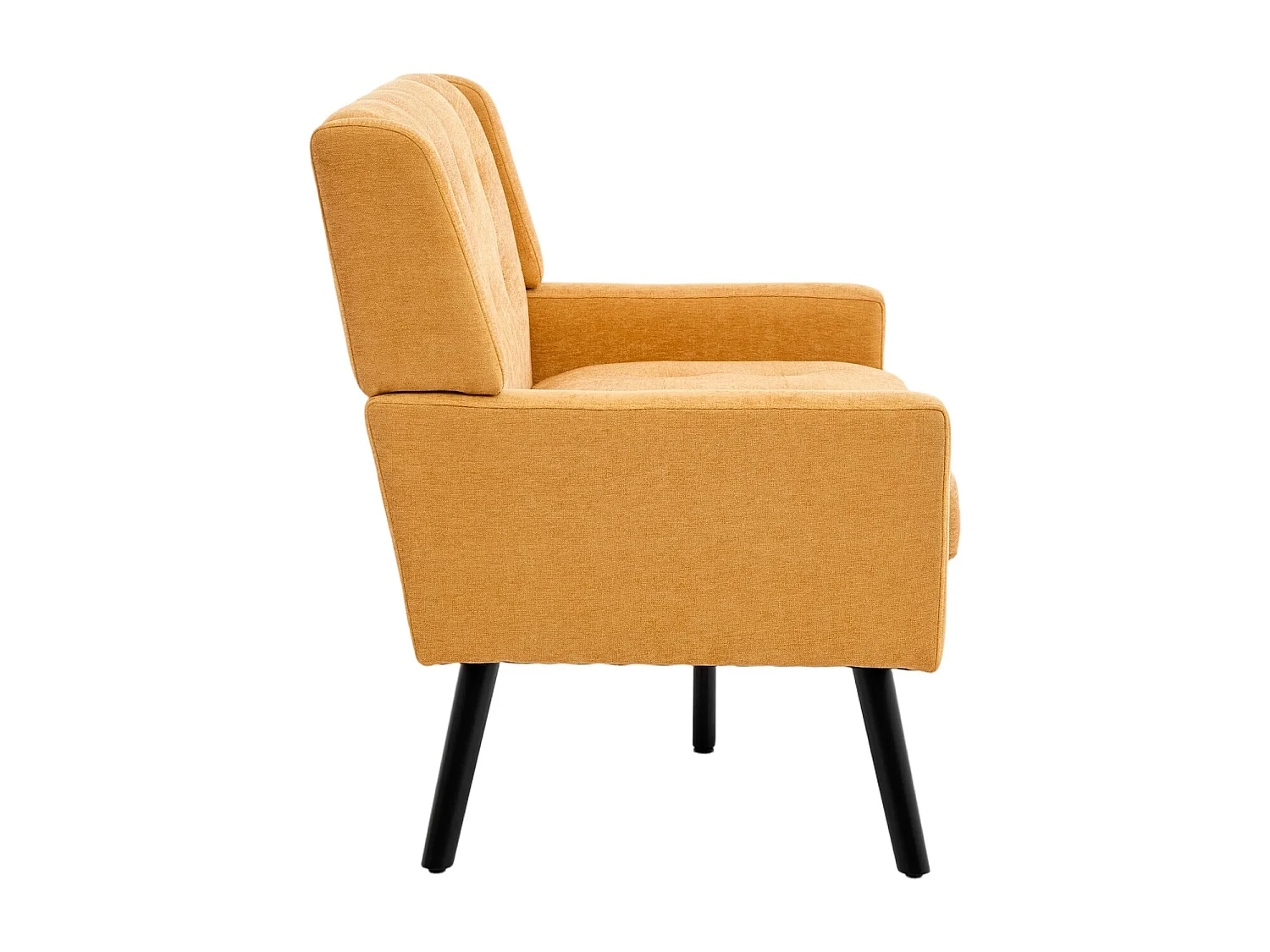 Canapé 2 places en lin jaune - Pieds en bois antidérapants - Pour salon, chambre et bureau