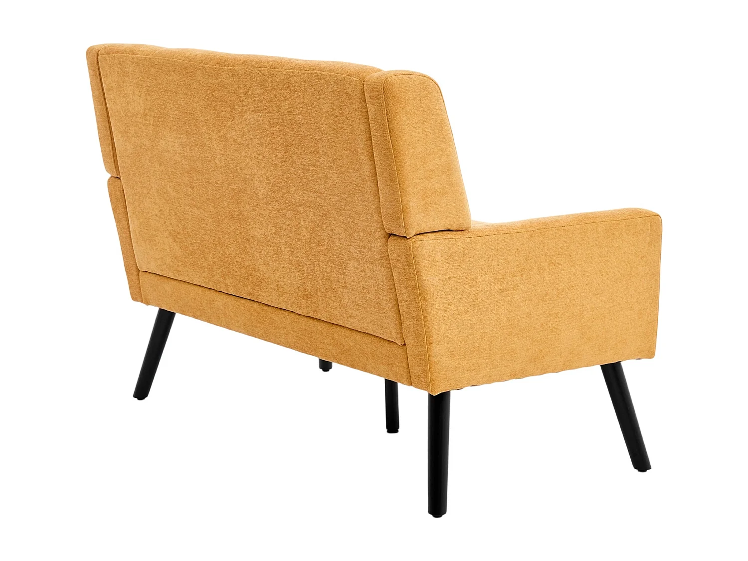 Canapé 2 places en lin jaune - Pieds en bois antidérapants - Pour salon, chambre et bureau