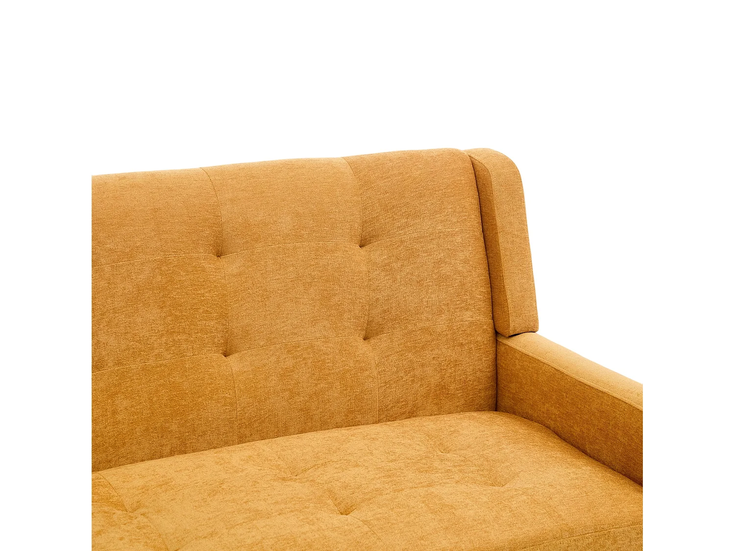 Canapé 2 places en lin jaune - Pieds en bois antidérapants - Pour salon, chambre et bureau