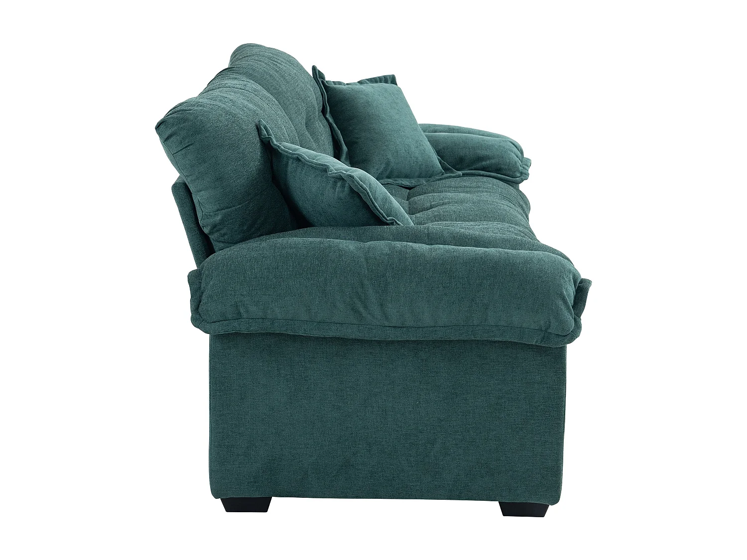 Canapé 2 places avec coussins double couche - Tissu chenille vert