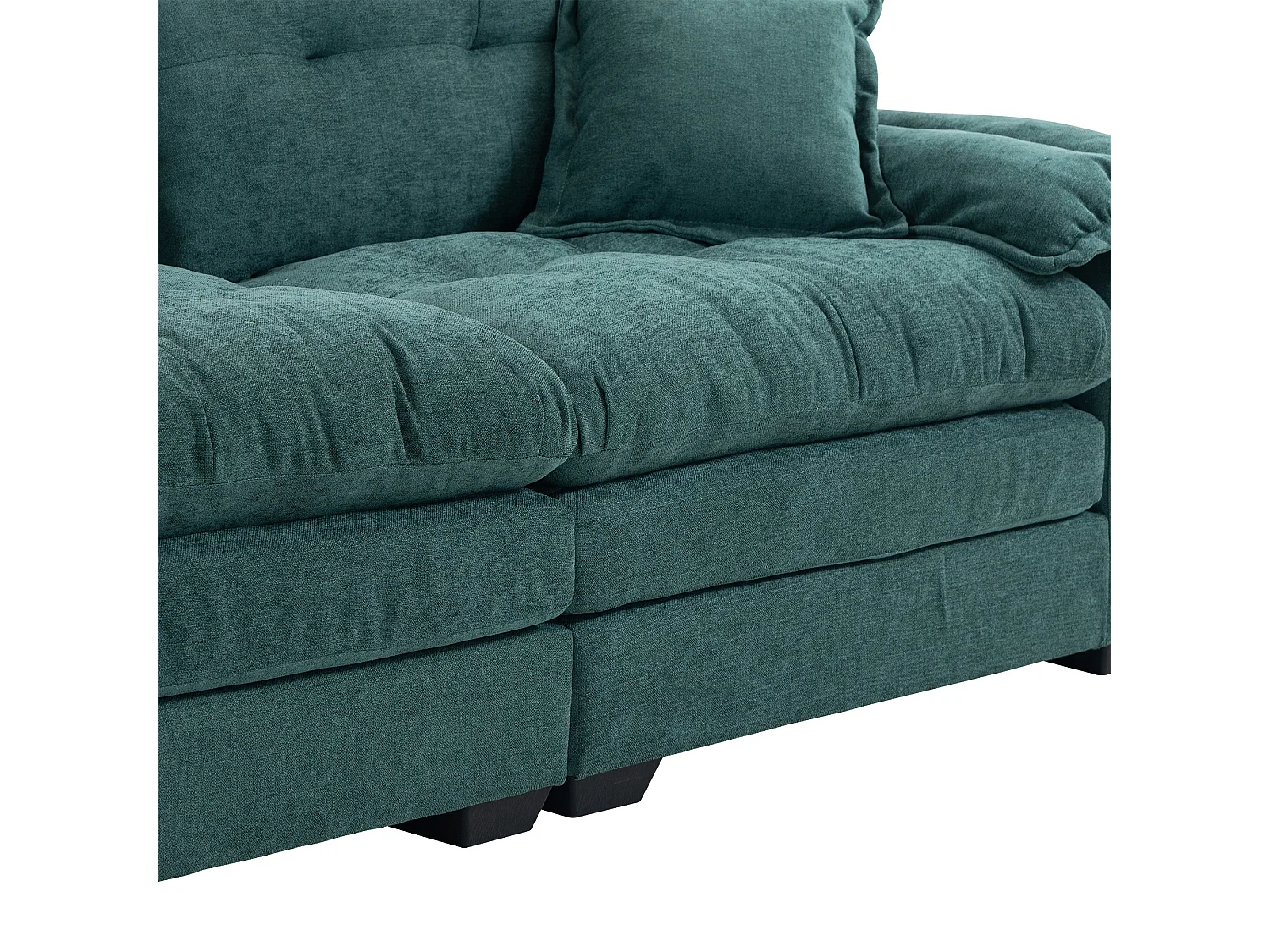 Canapé 2 places avec coussins double couche - Tissu chenille vert