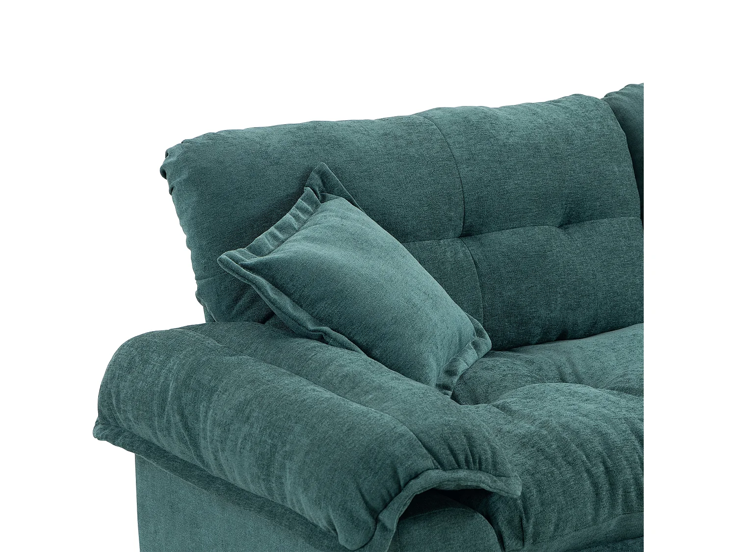 Canapé 2 places avec coussins double couche - Tissu chenille vert