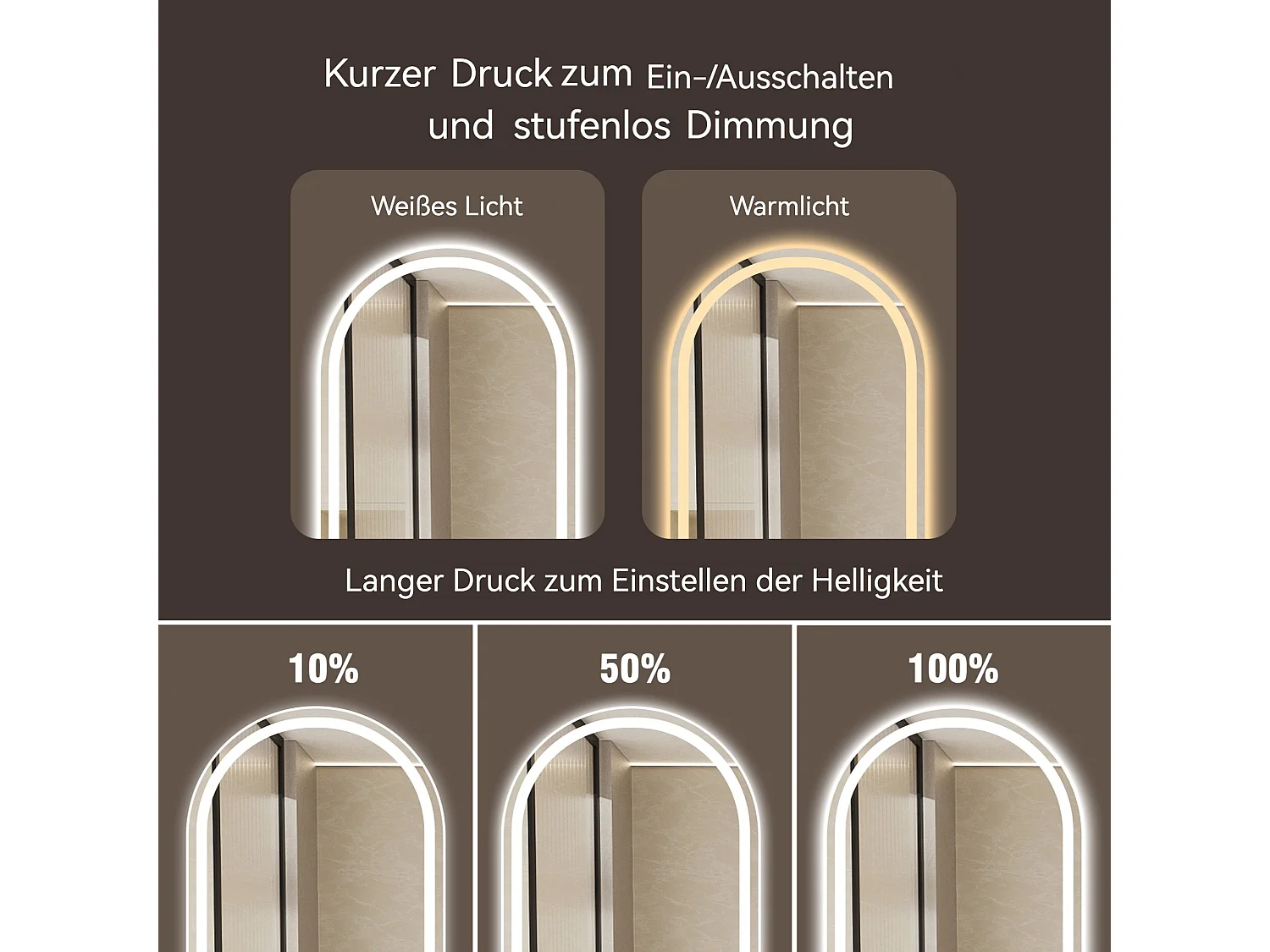 Miroir de salle de bain LED ovale 60x90 cm avec anti-buée - Verre argenté anti-buée