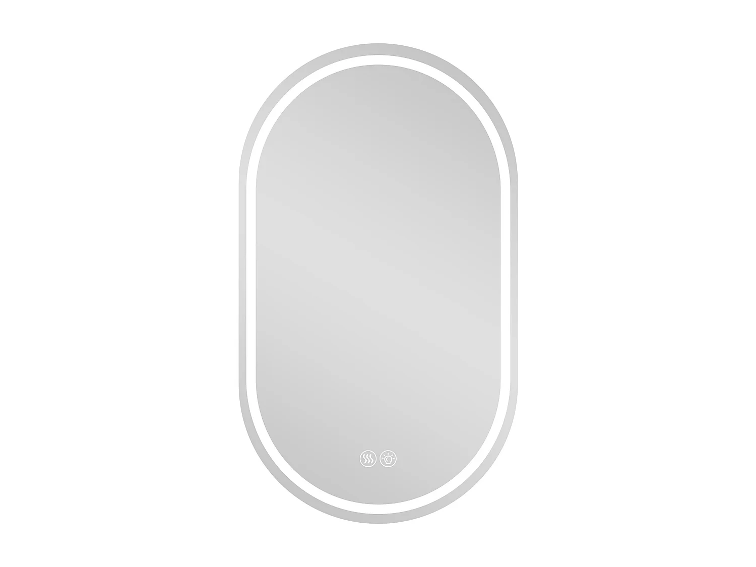 Miroir de salle de bain LED ovale 60x90 cm avec anti-buée - Verre argenté anti-buée