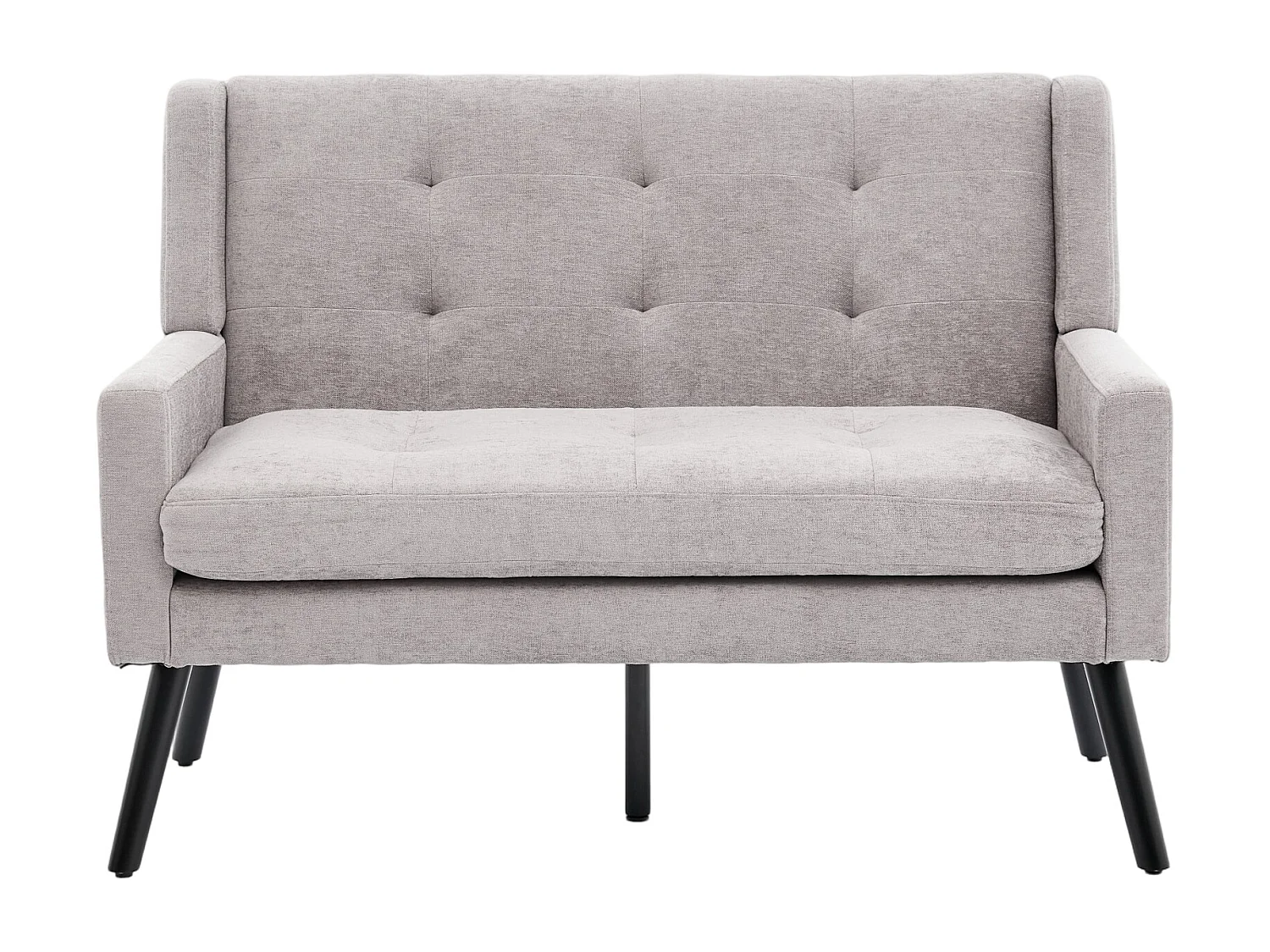 Canapé 2 places en lin gris clair - Pieds en bois antidérapants - Pour salon, chambre et bureau