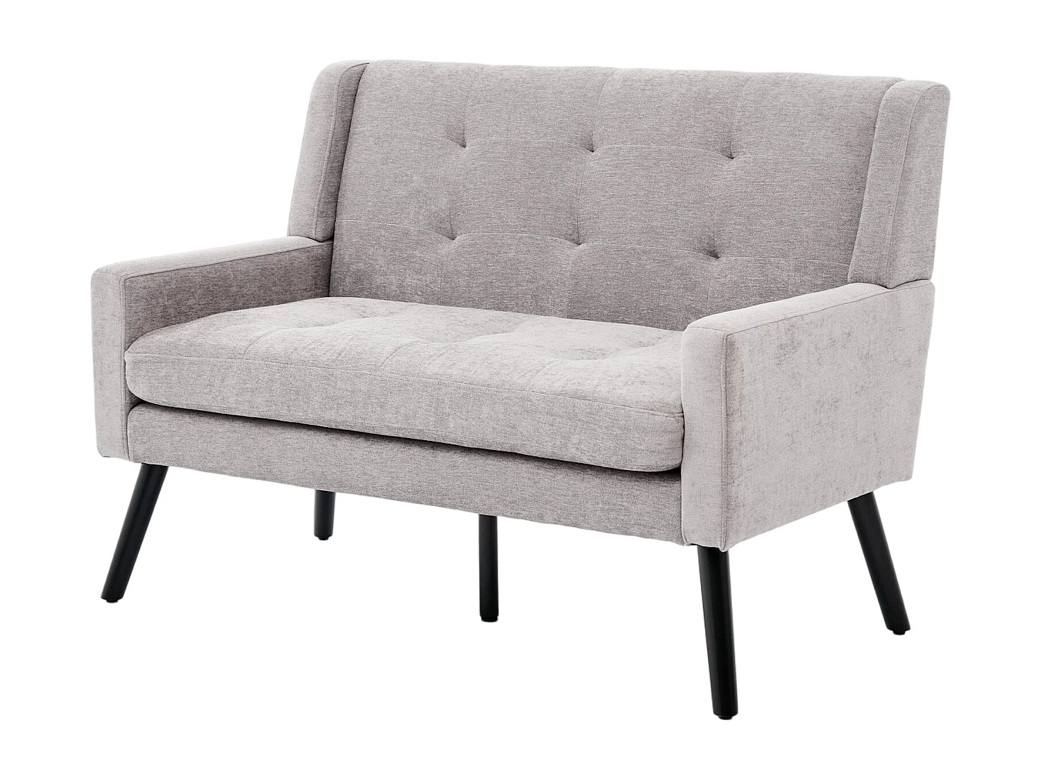 Canapé 2 places en lin gris clair - Pieds en bois antidérapants - Pour salon, chambre et bureau