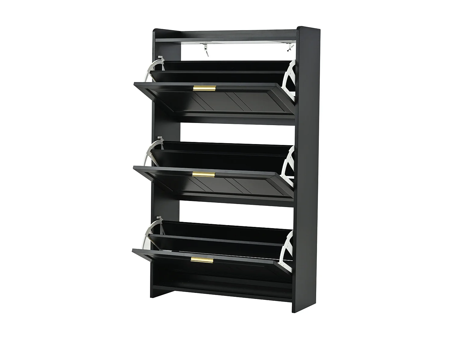 Lot de 2 meuble à chaussures 70 x 24 x 120 cm avec 3 portes - Noir