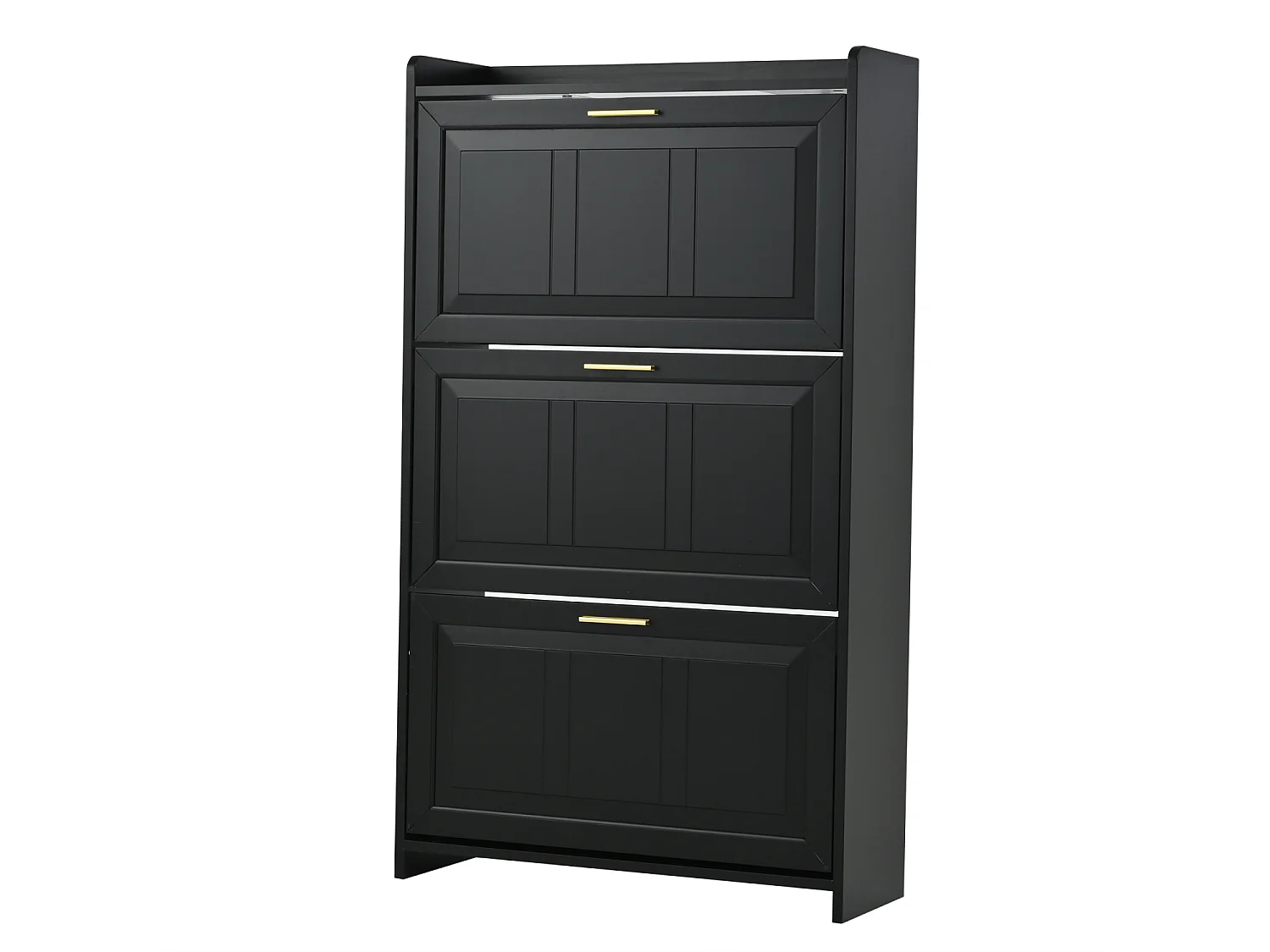 Lot de 2 meuble à chaussures 70 x 24 x 120 cm avec 3 portes - Noir