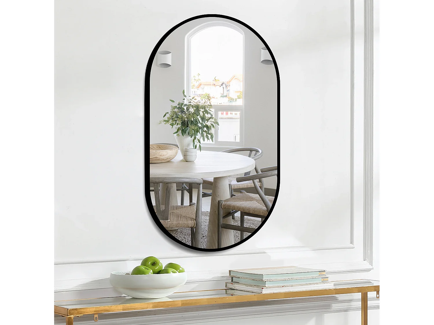 Miroir de salle de bain ovale 50x80 cm en verre argenté