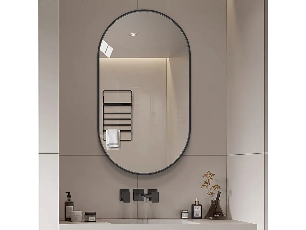 Miroir de salle de bain ovale 50x80 cm en verre argenté