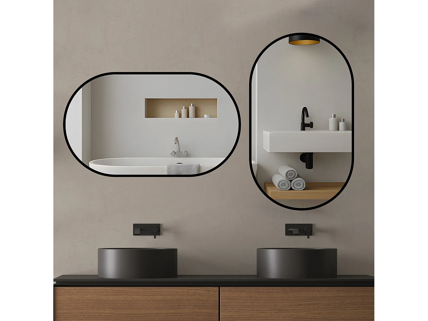 Miroir de salle de bain ovale 50x80 cm en verre argenté