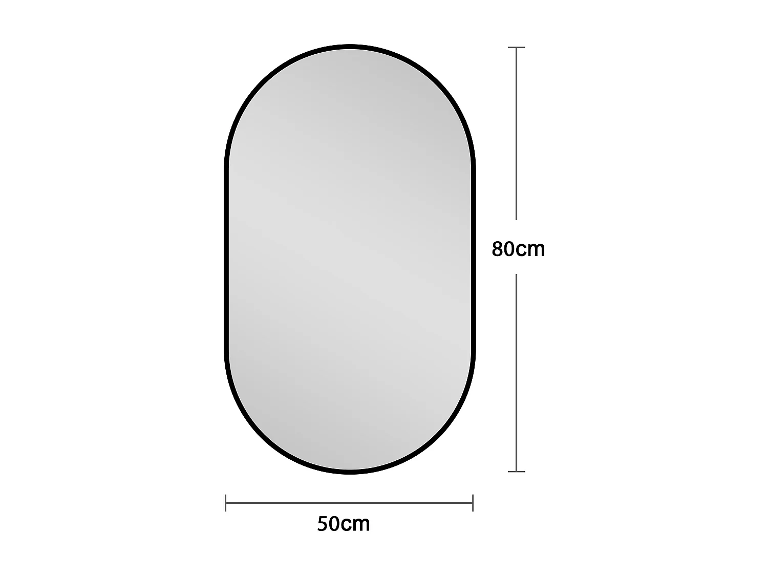 Miroir de salle de bain ovale 50x80 cm en verre argenté