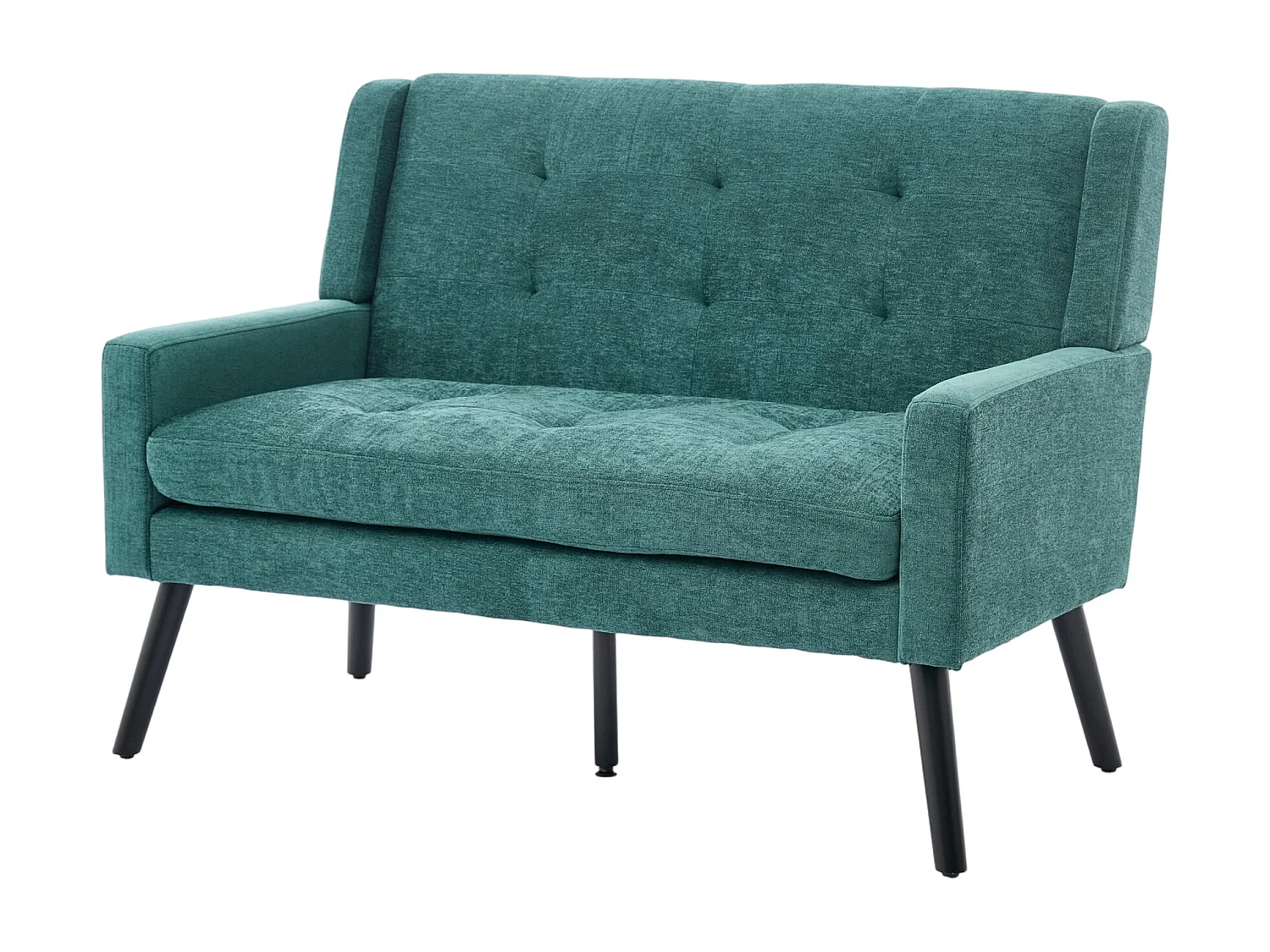 Canapé 2 places en lin vert rétro - Pieds en bois antidérapants - Pour salon, chambre et bureau