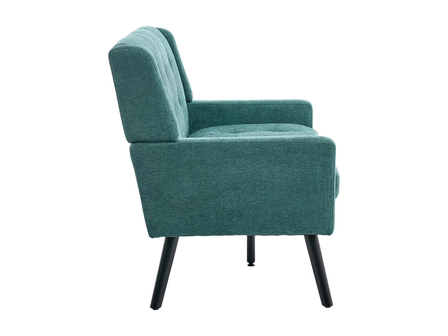 Canapé 2 places en lin vert rétro - Pieds en bois antidérapants - Pour salon, chambre et bureau