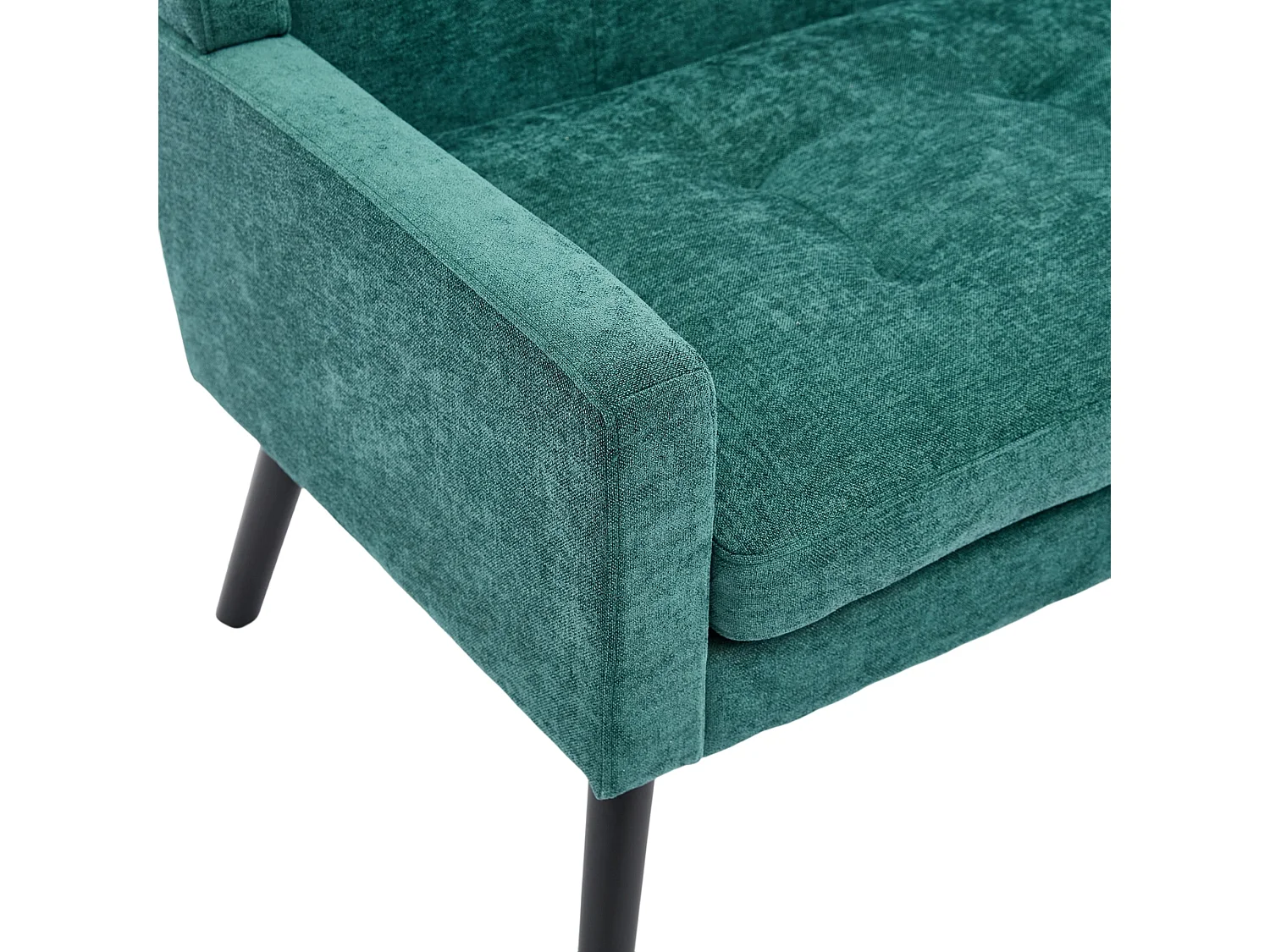 Canapé 2 places en lin vert rétro - Pieds en bois antidérapants - Pour salon, chambre et bureau