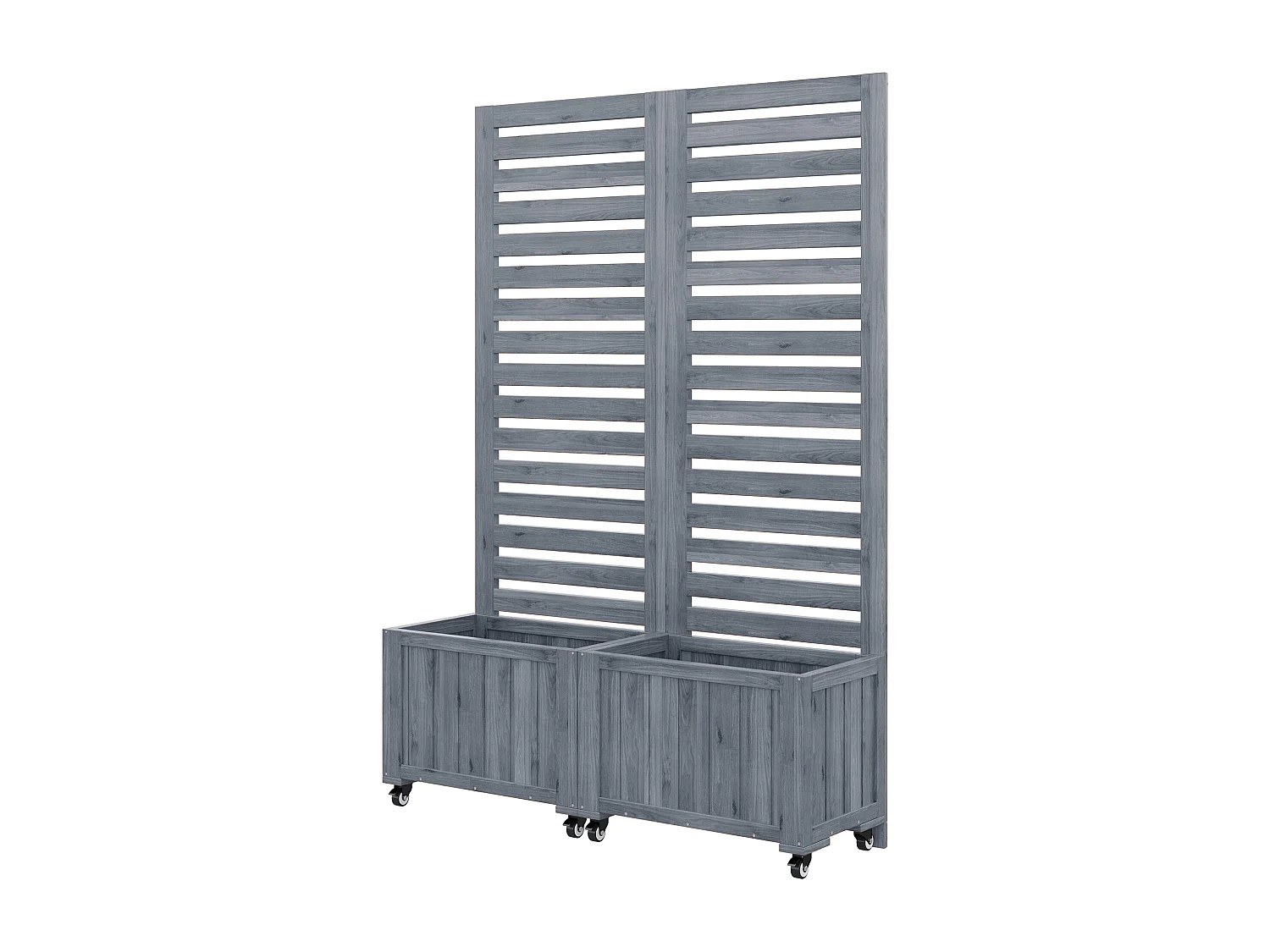 Vrijstaande plantenbak met klimrek - Met opvouwbaar ontwerp en wielen - Grijs hout