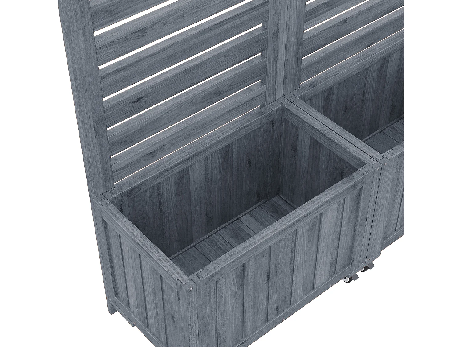 Vrijstaande plantenbak met klimrek - Met opvouwbaar ontwerp en wielen - Grijs hout