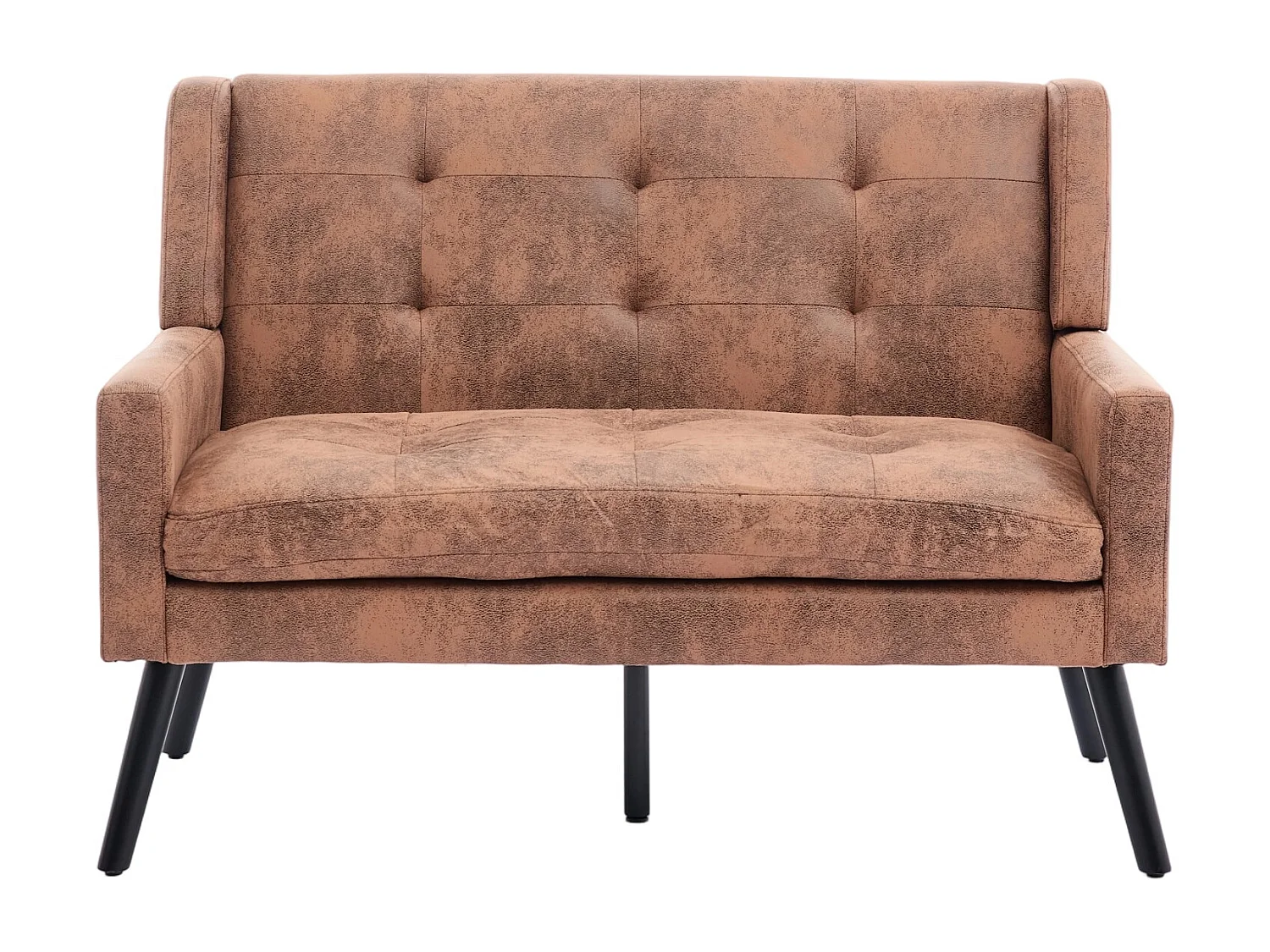 Sofá de dois lugares em tecido camurça com pés em madeira antiderrapantes - Cor café