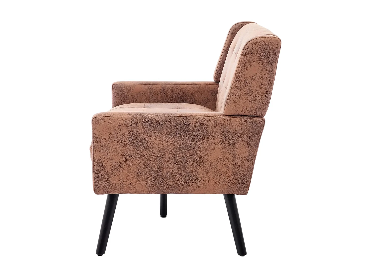 Sofá de dois lugares em tecido camurça com pés em madeira antiderrapantes - Cor café