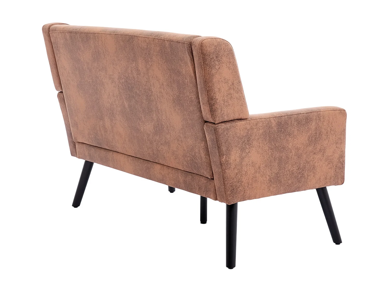 Sofá de dois lugares em tecido camurça com pés em madeira antiderrapantes - Cor café