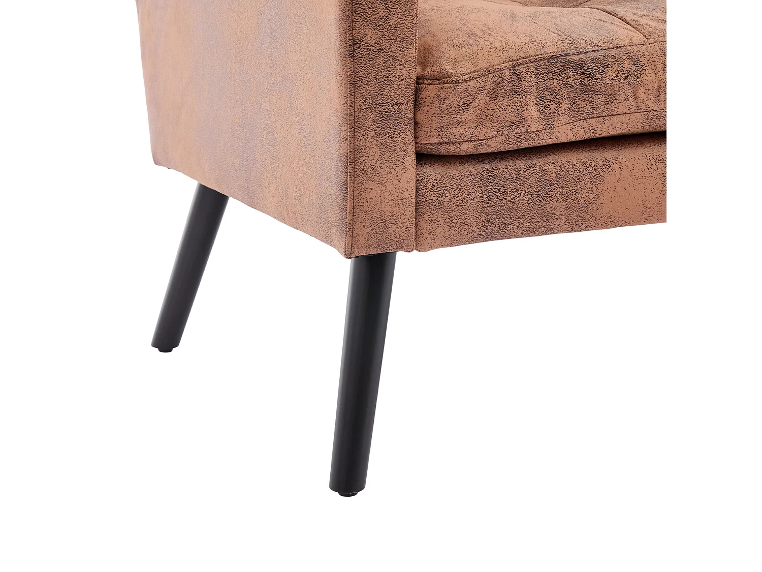 Sofá de dois lugares em tecido camurça com pés em madeira antiderrapantes - Cor café