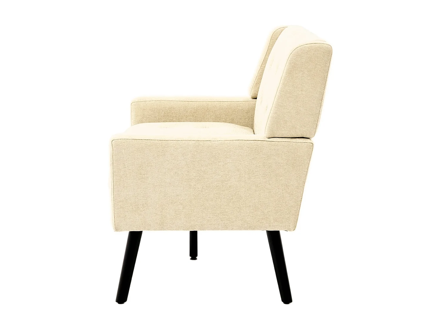 Canapé 2 places en lin beige - Pieds en bois antidérapants - Pour salon, chambre et bureau