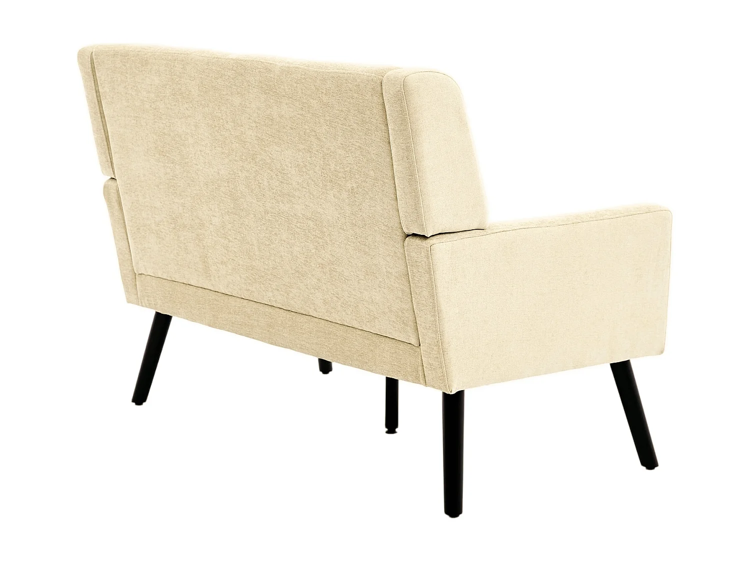 Canapé 2 places en lin beige - Pieds en bois antidérapants - Pour salon, chambre et bureau