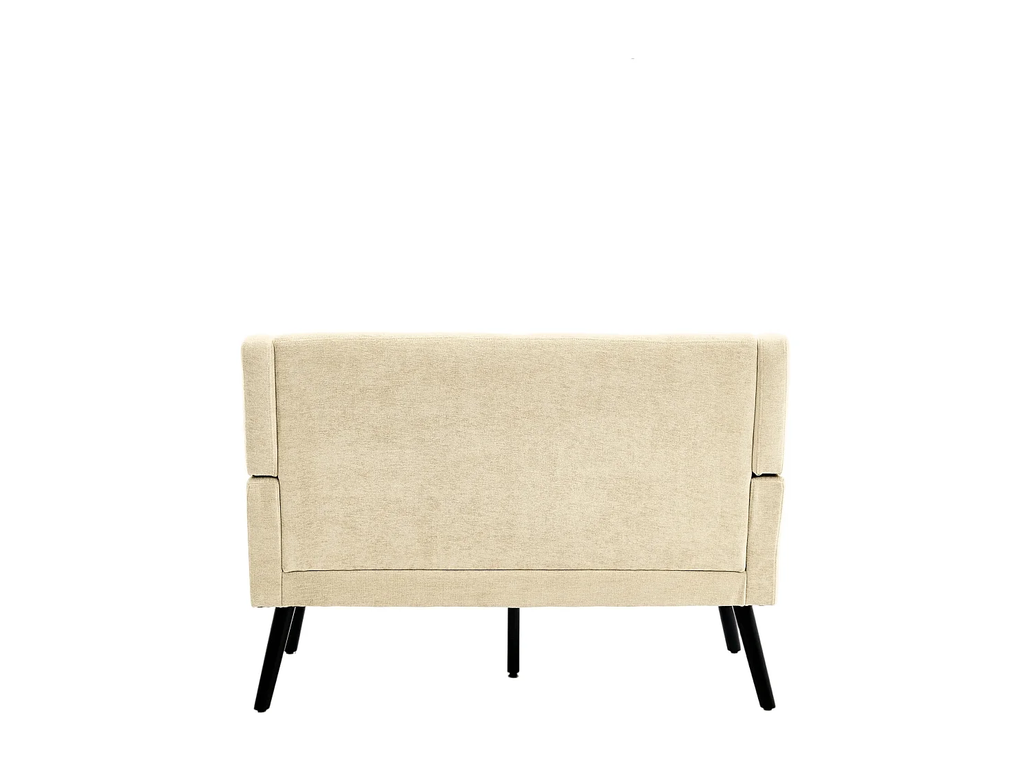 Canapé 2 places en lin beige - Pieds en bois antidérapants - Pour salon, chambre et bureau