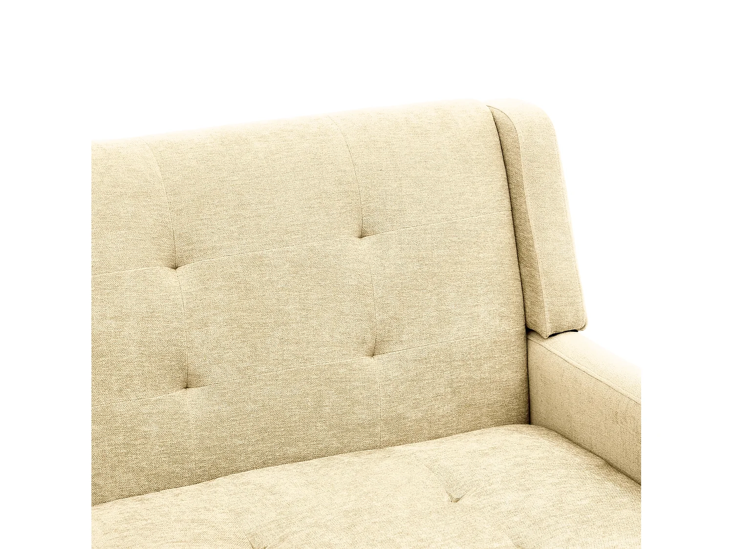 Canapé 2 places en lin beige - Pieds en bois antidérapants - Pour salon, chambre et bureau