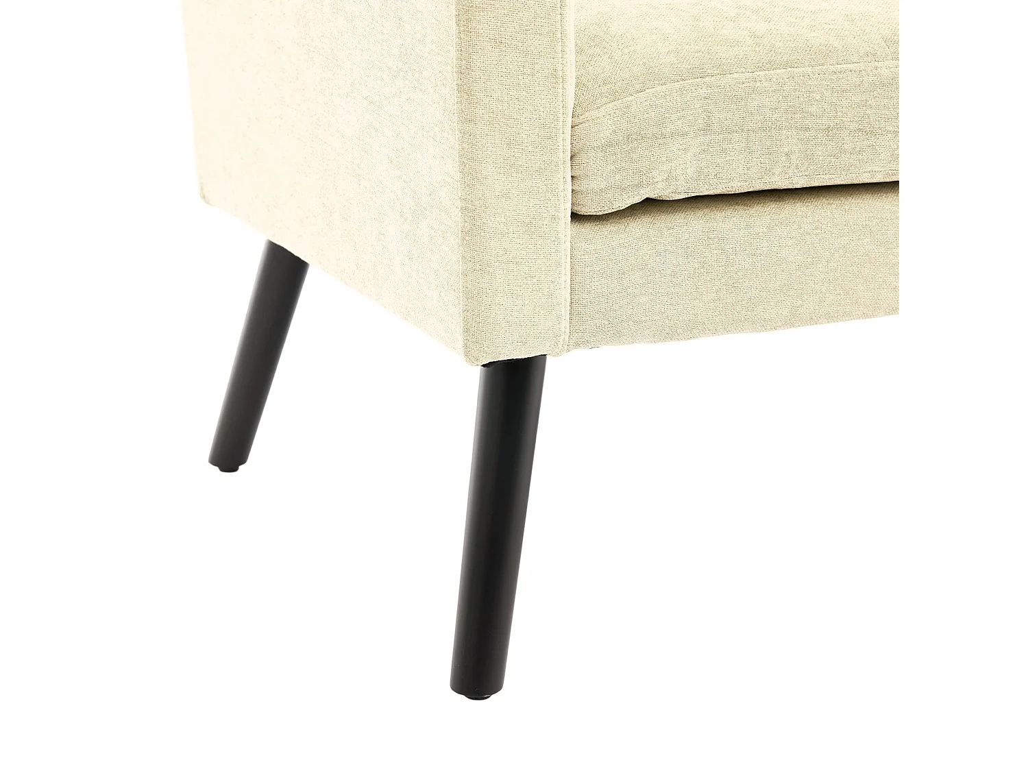 Canapé 2 places en lin beige - Pieds en bois antidérapants - Pour salon, chambre et bureau