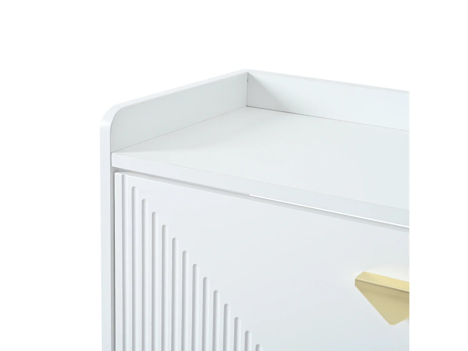 Zapatero blanco con 3 puertas abatibles y 6 compartimentos