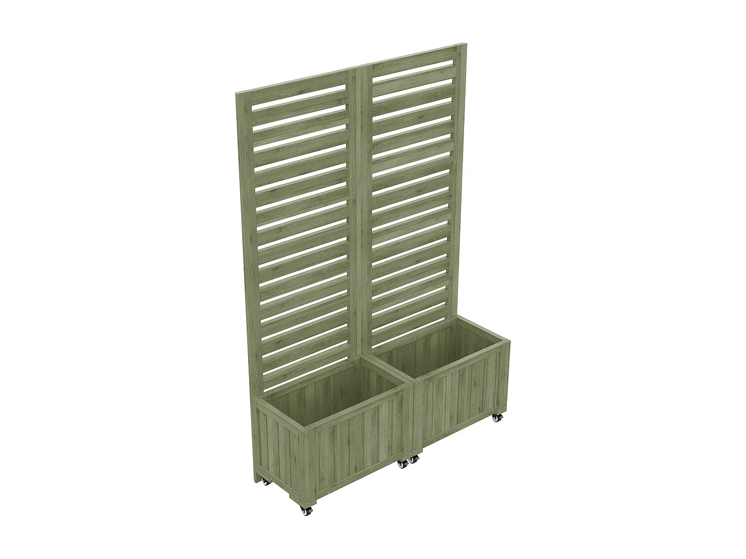 Vrijstaande plantenbak met klimrek - Met opvouwbaar ontwerp en wielen - Groen hout