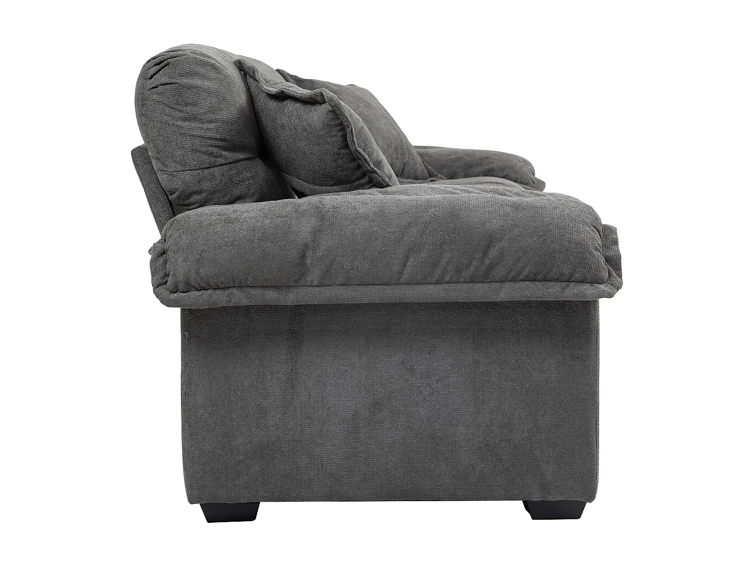 Canapé 2 places avec coussins double couche - Tissu chenille gris