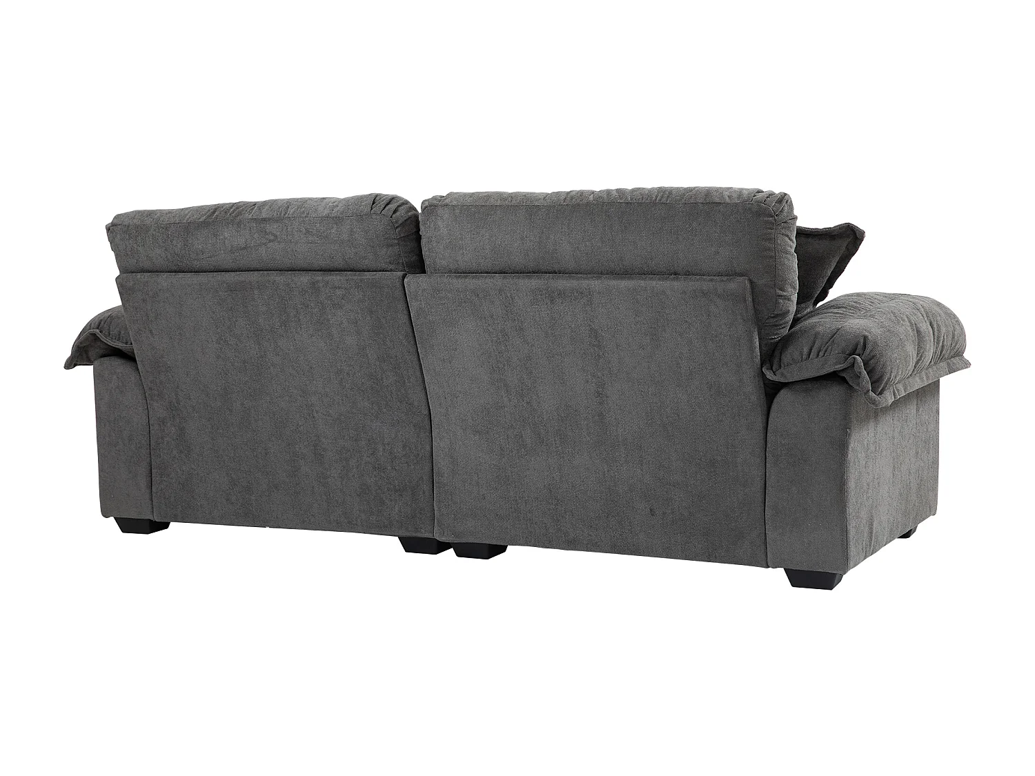 Canapé 2 places avec coussins double couche - Tissu chenille gris