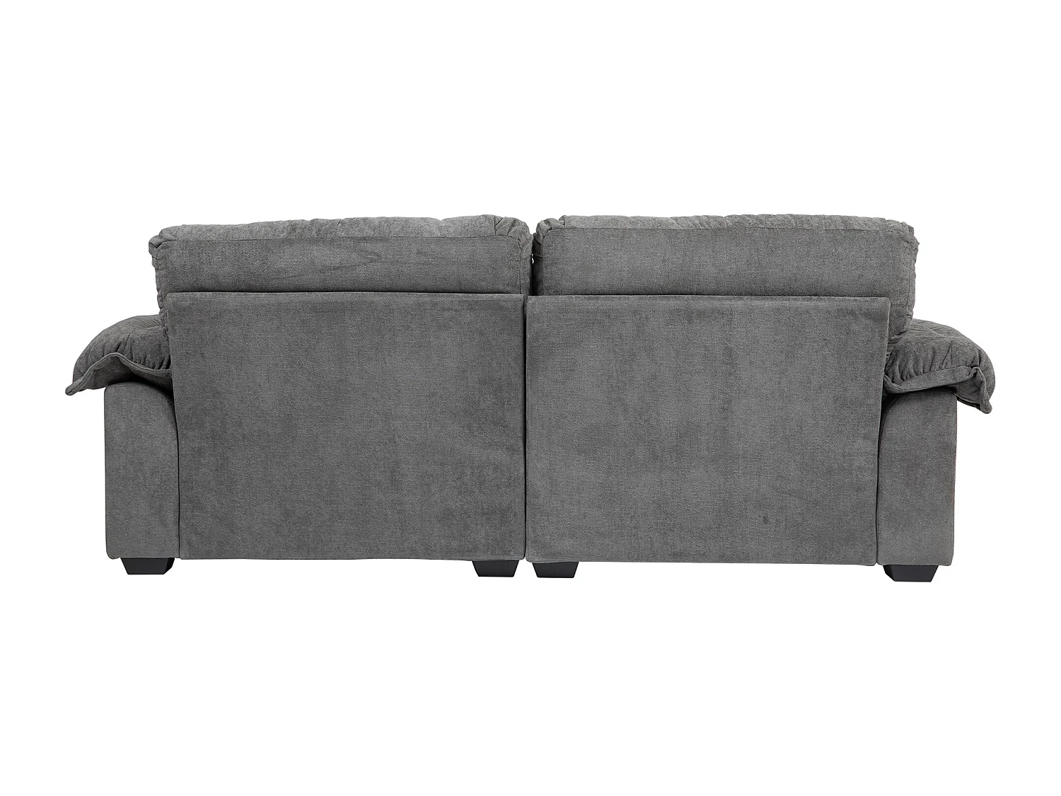 Canapé 2 places avec coussins double couche - Tissu chenille gris