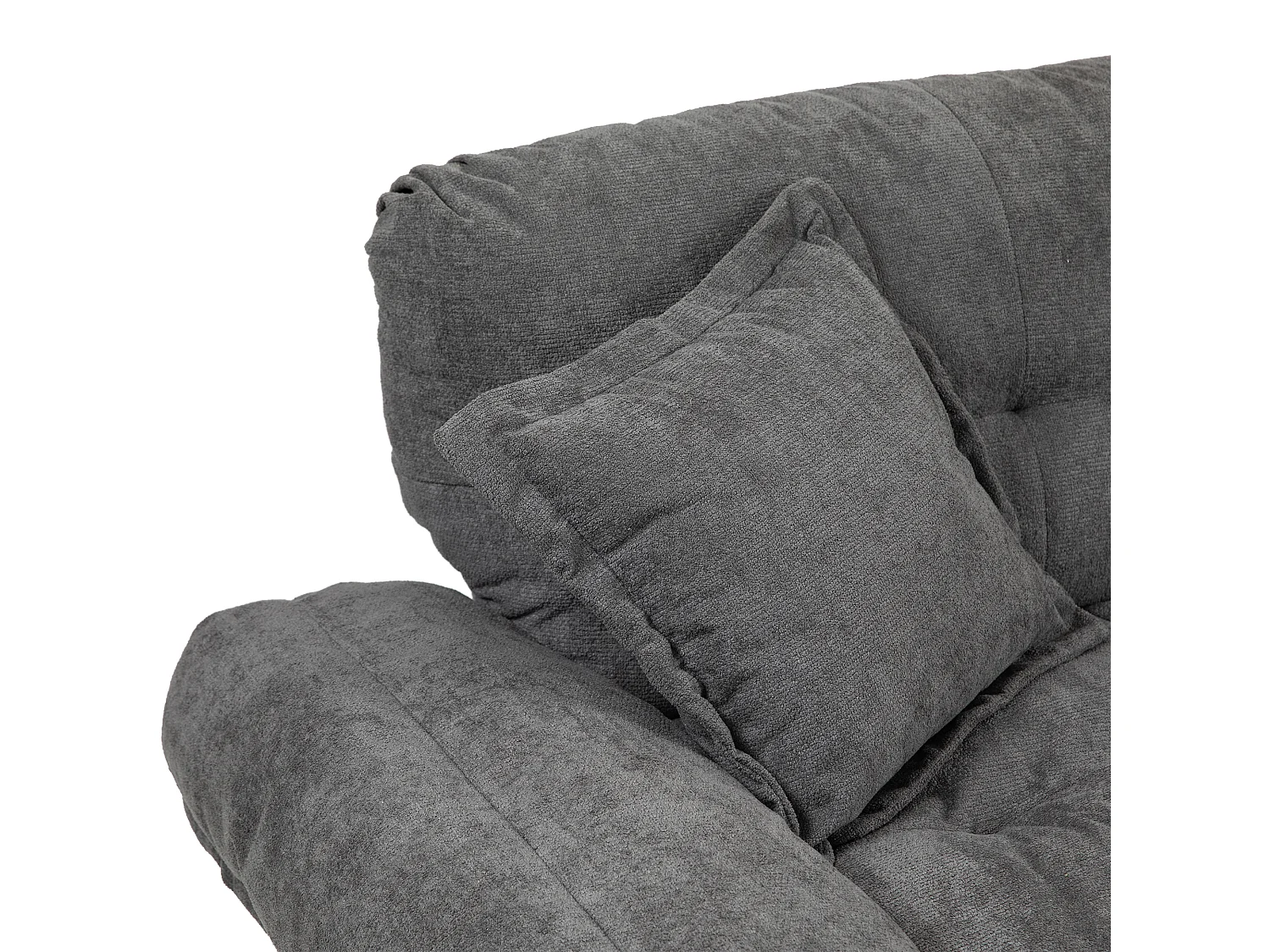 Canapé 2 places avec coussins double couche - Tissu chenille gris