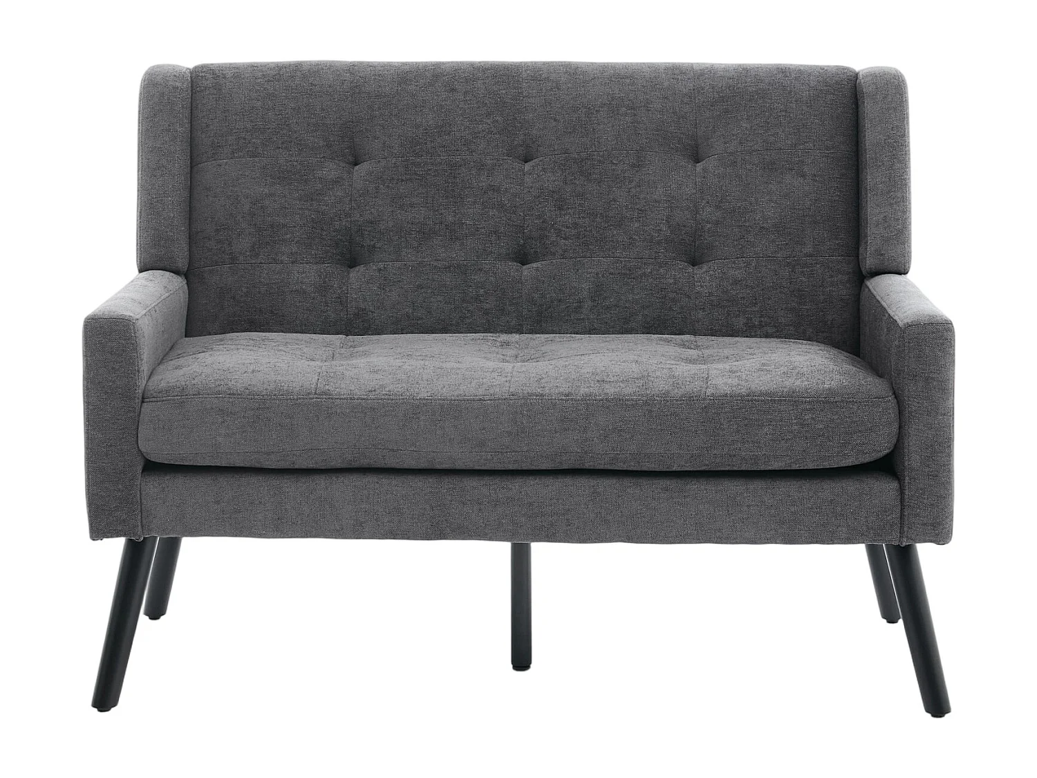 Canapé 2 places en lin gris foncé - Pieds en bois antidérapants - Pour salon, chambre et bureau