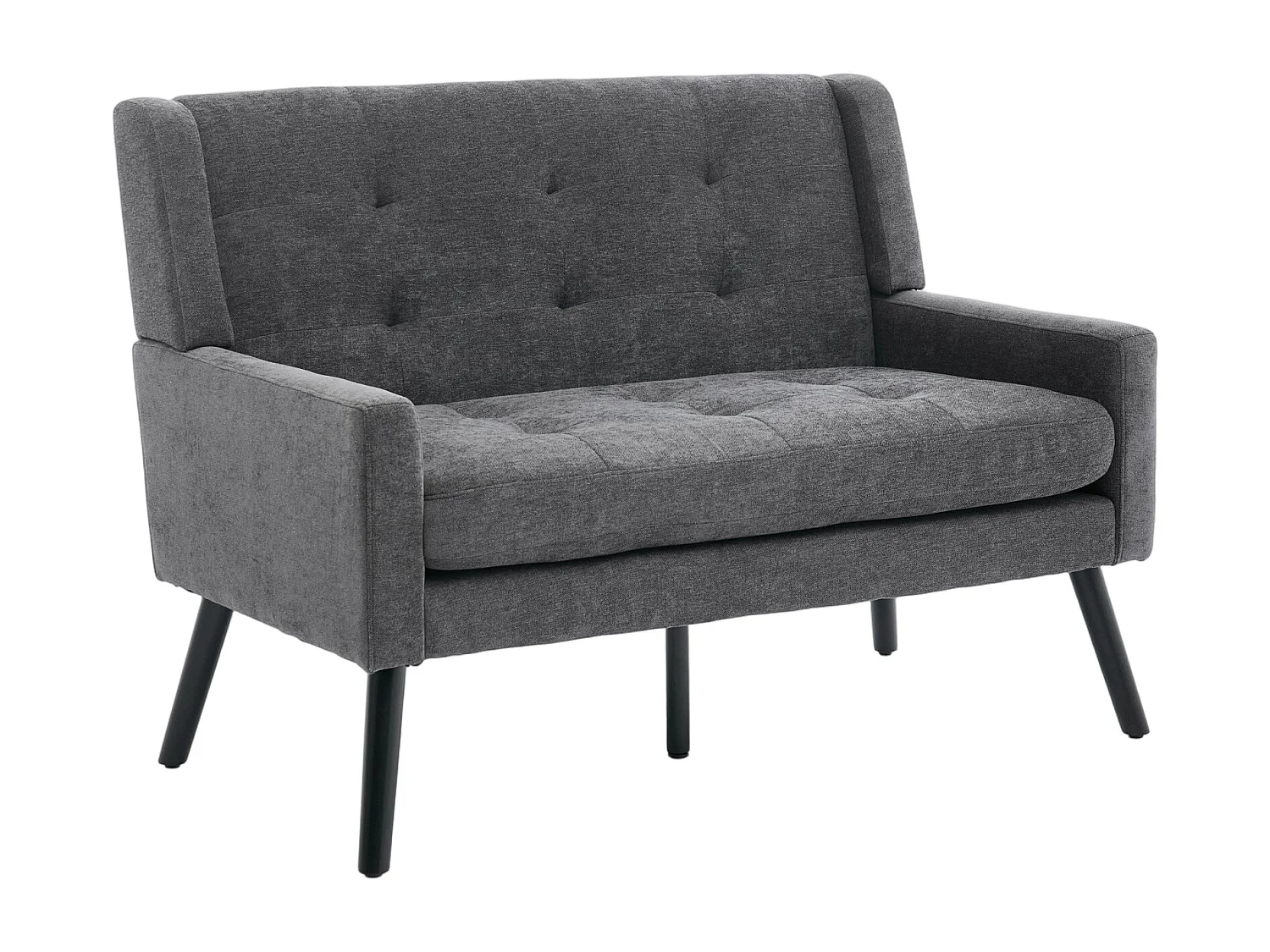 Canapé 2 places en lin gris foncé - Pieds en bois antidérapants - Pour salon, chambre et bureau