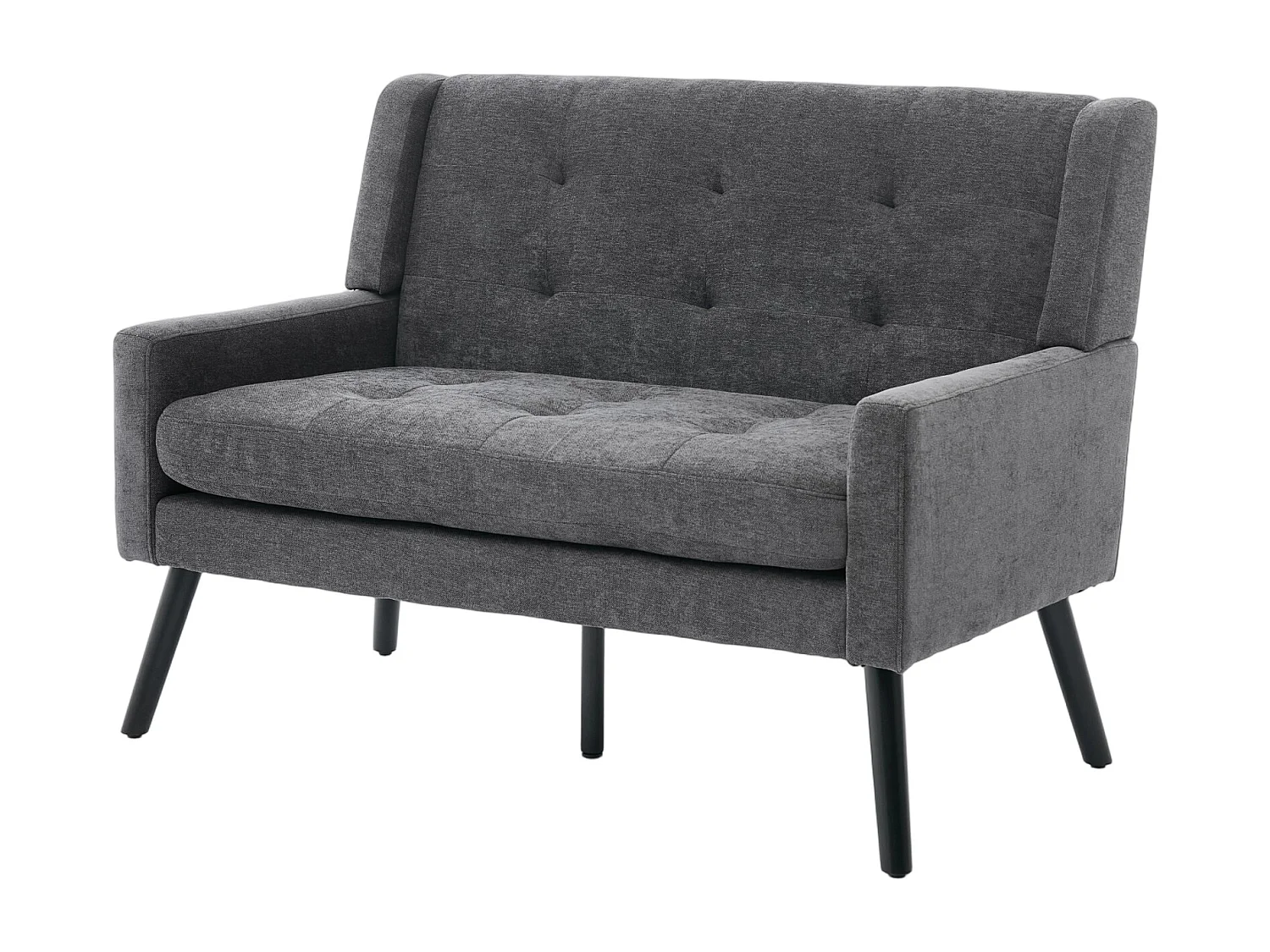 Canapé 2 places en lin gris foncé - Pieds en bois antidérapants - Pour salon, chambre et bureau