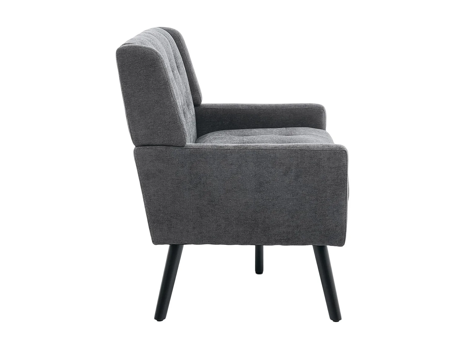 Canapé 2 places en lin gris foncé - Pieds en bois antidérapants - Pour salon, chambre et bureau