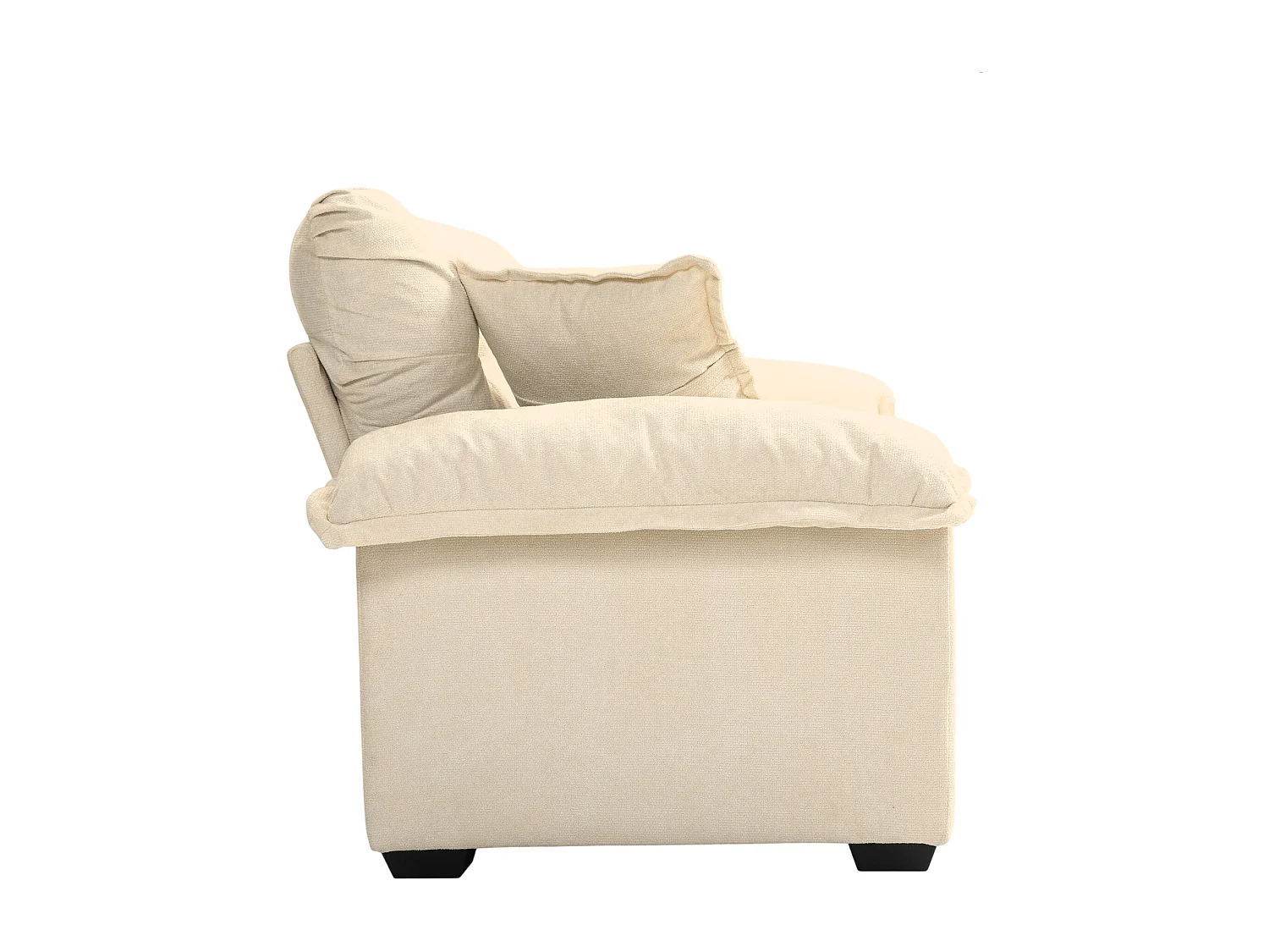 Canapé 2 places avec coussins double couche - Tissu chenille beige