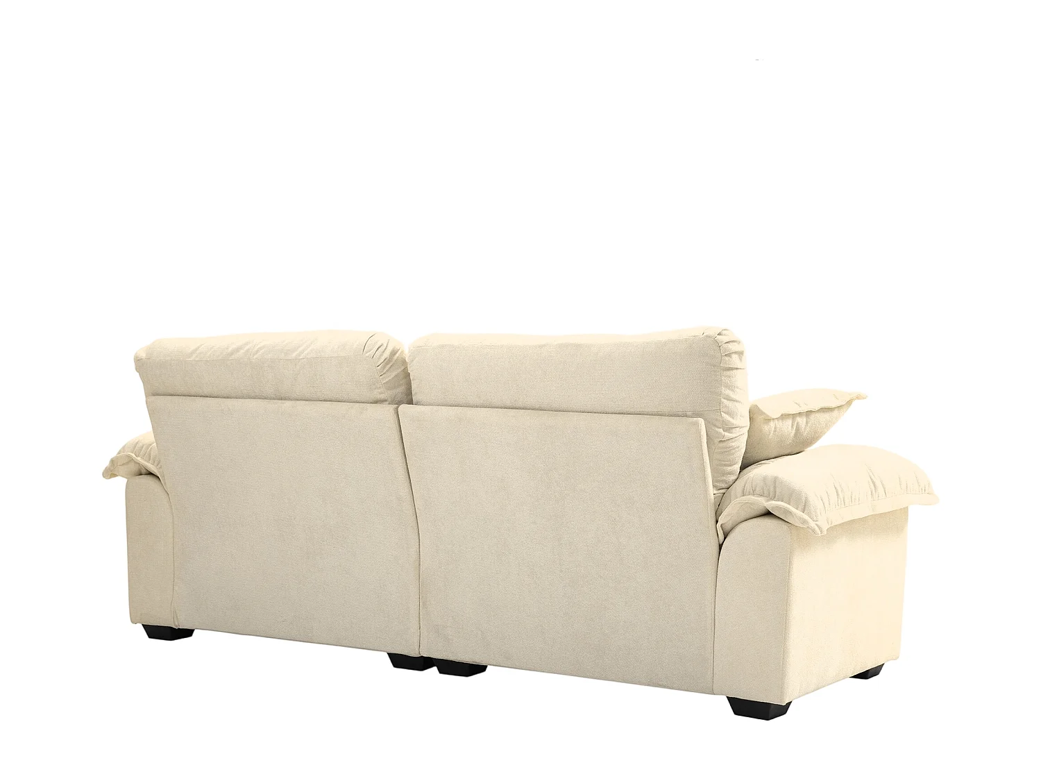 Canapé 2 places avec coussins double couche - Tissu chenille beige